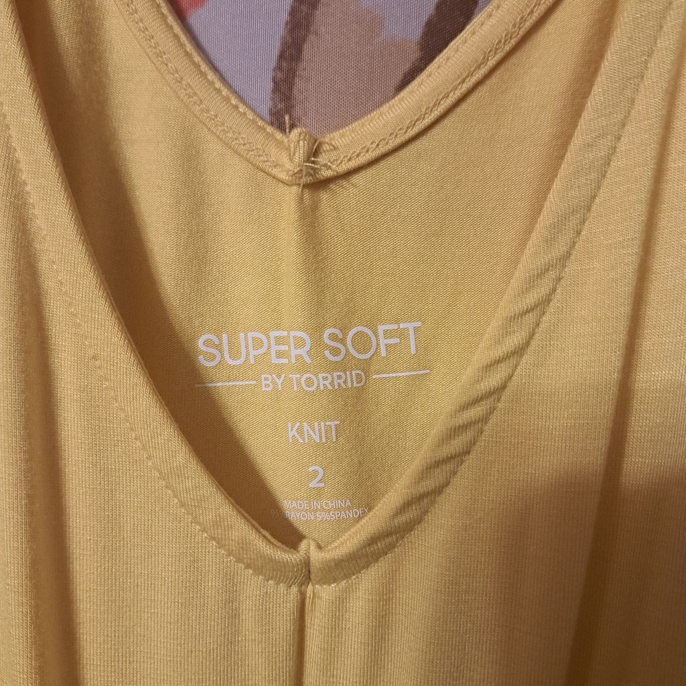 Torrid Super Soft Mustard Yellow V-Neck Knit Top - Picture 2 of 4